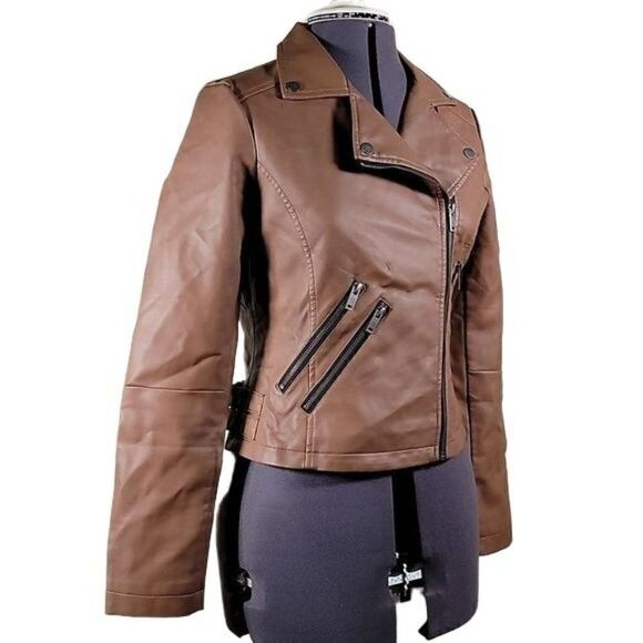 CoffeeShop Juniors' Faux-Leather Moto Jacket Sz XXL - Picture 2 of 13